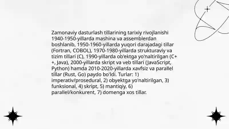 Zamonaviy dasturlash tillarining tahlili 3