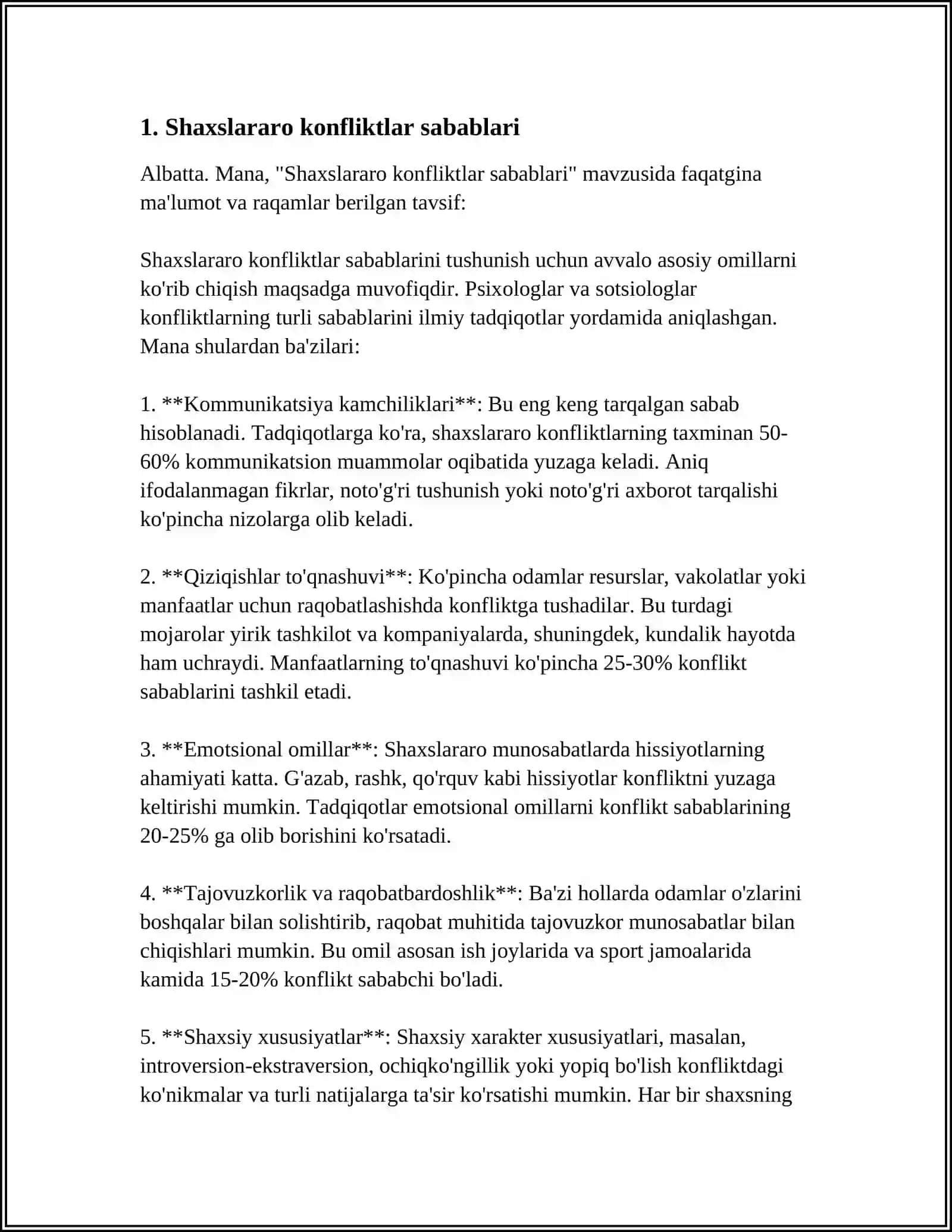 SHAXSLARARO KONFLEKTLAR 3