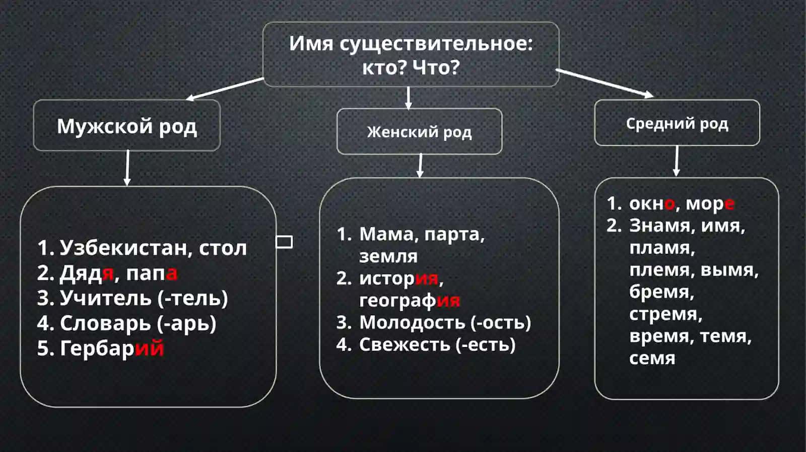 имя существительное, род, склонение 3