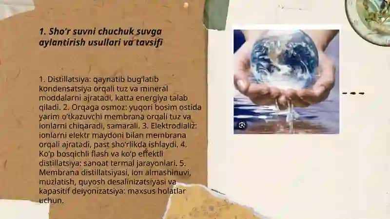 Sho'r suvni chuchuk suvga aylantirish 3