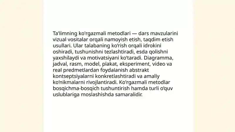 Ta'limning ko'rgazmali metodlari 3
