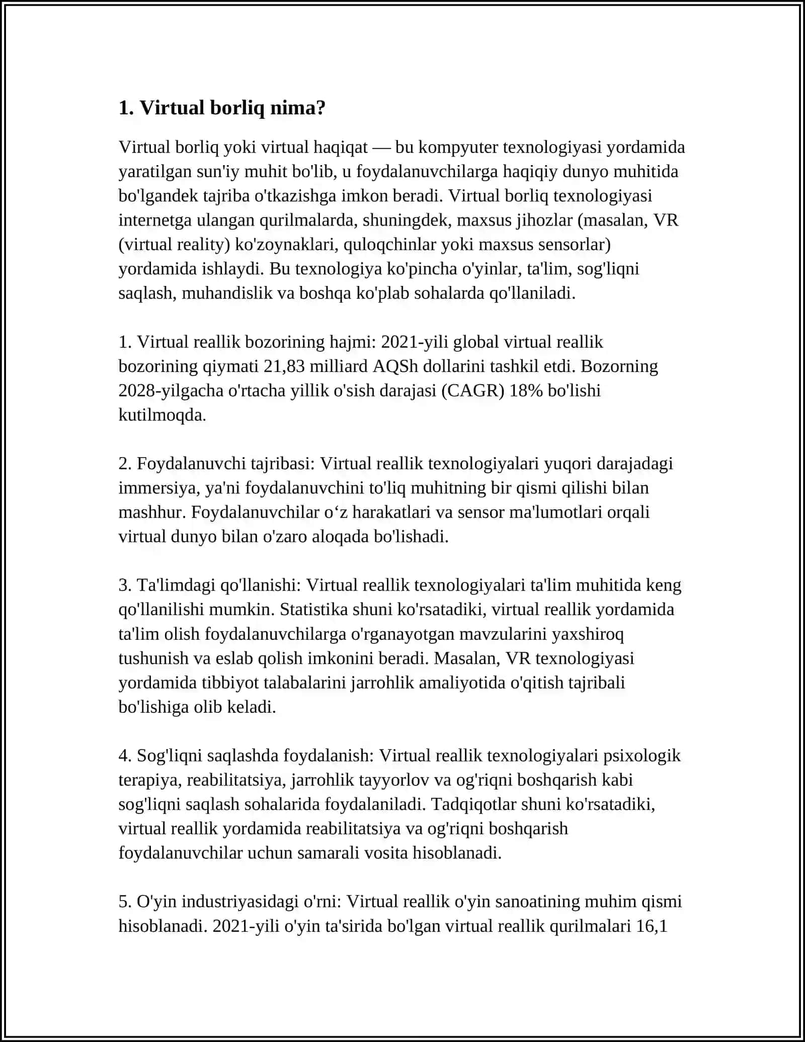 VIRTUAL BORLIQ VA UNING ASOSIY TUSHUNCHALARI 3