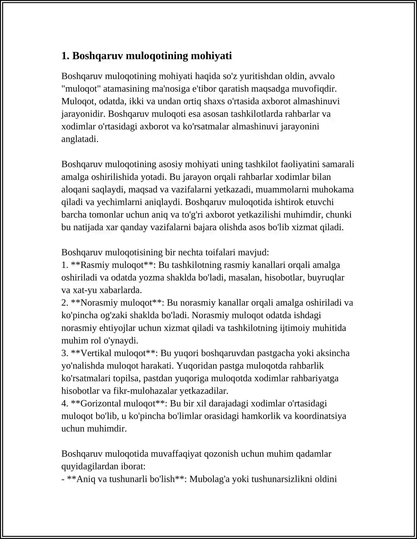 BOSHQARUV MULOQOTINING O'ZIGA XOSLIGII 3
