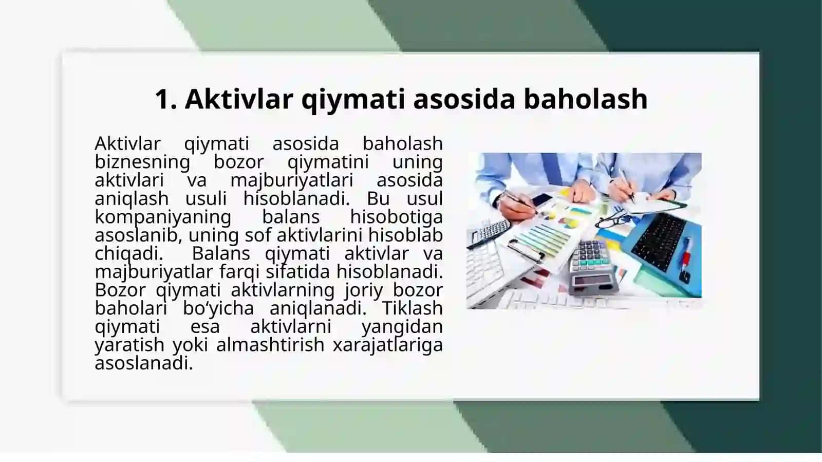Biznes qiymatini baxlash usullari 3