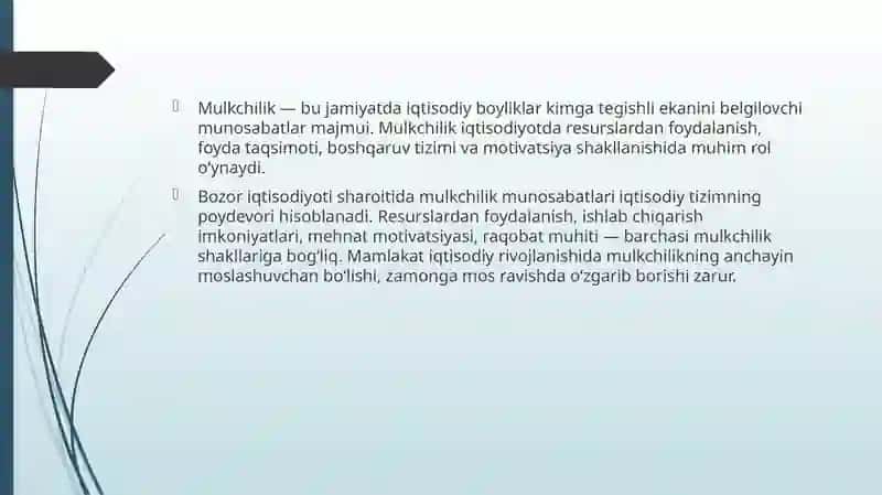 MULKCHILIK SHAKLLARI O’ZGARISHINING YO’LLARI VA USULLARI 3