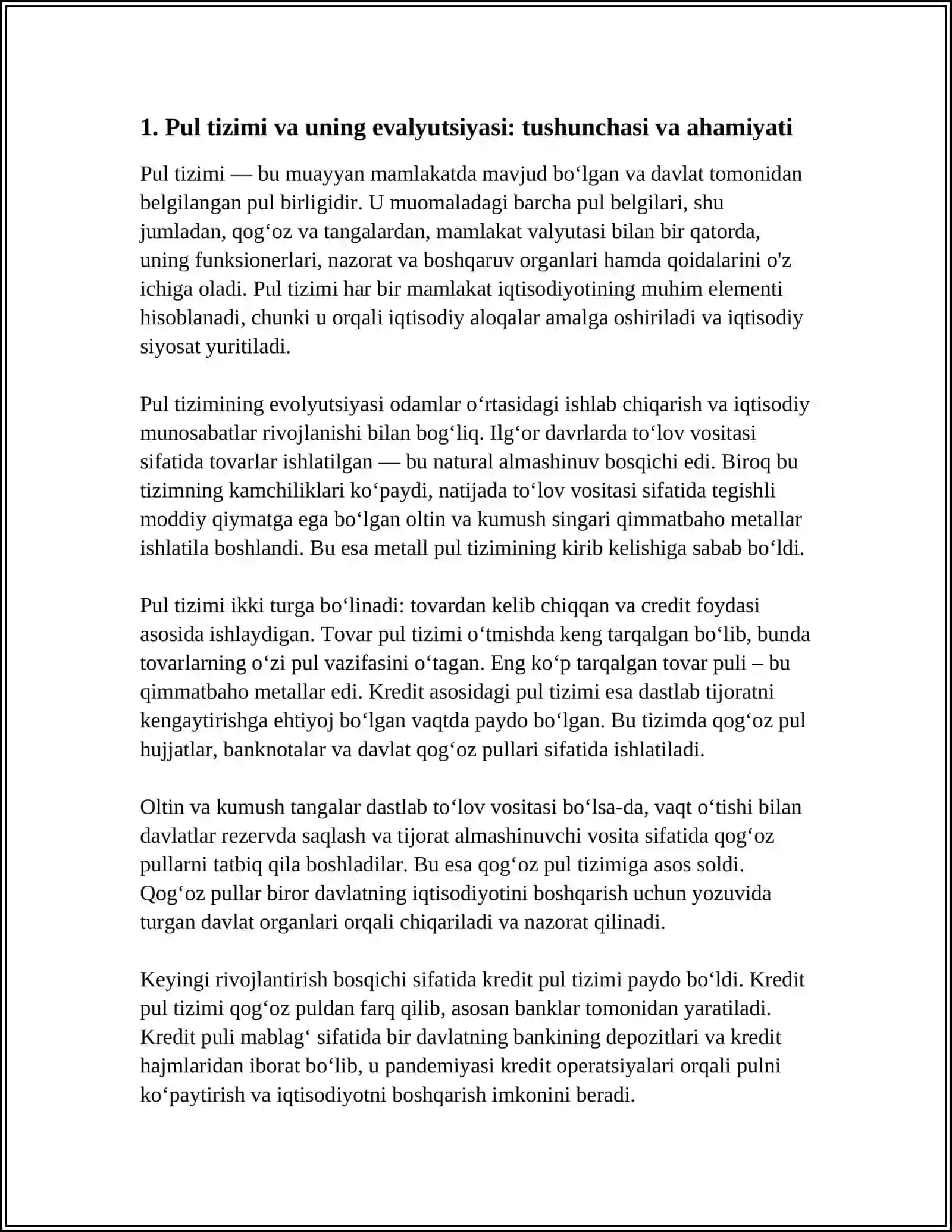 PUL TIZIMI EVALYUTSIYASI VA UNING TURLARI 3