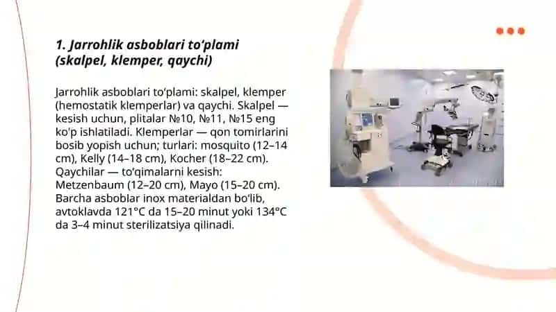 Jarrohlik asboblari toʻplami (skalpel, klemper, qaychi) 3