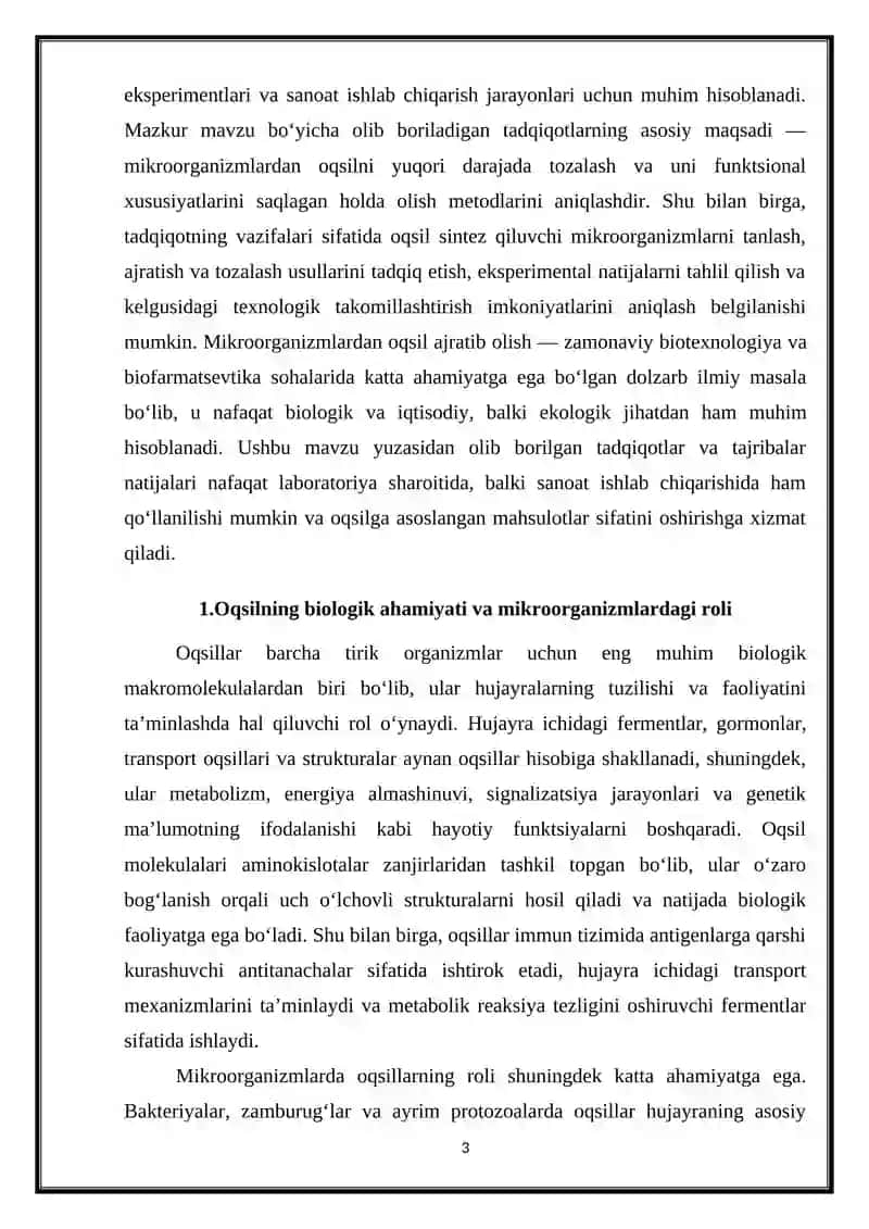 Mikroorganizmlardan oqsil ajratib olish 3