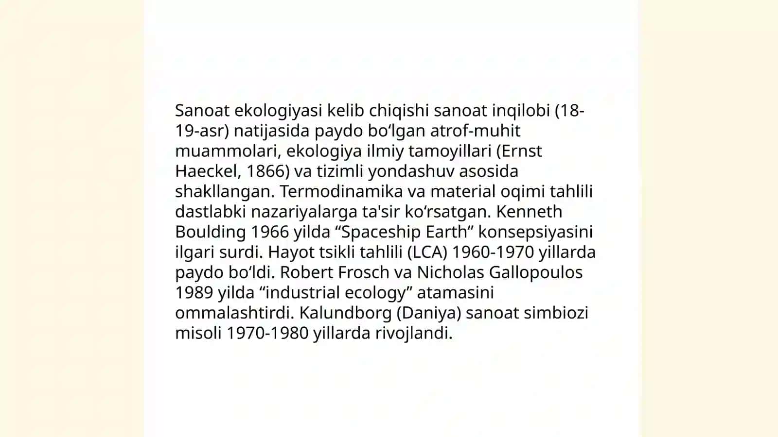 Sanoat ekologiyasi fanining rivojlanish tarixi 3