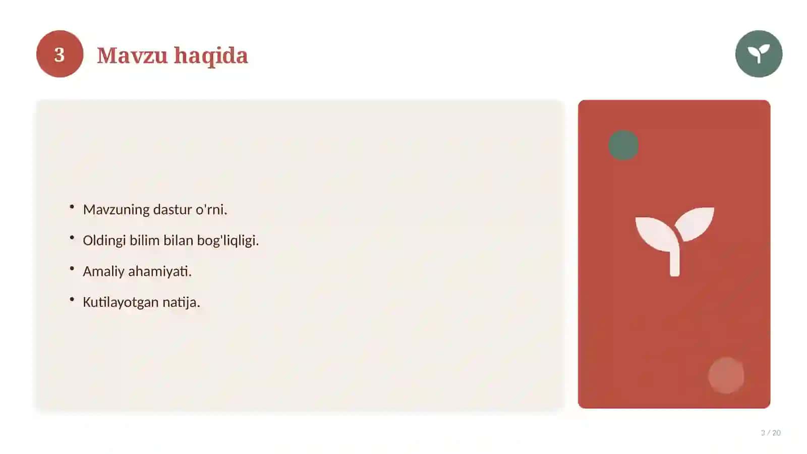 Matematika fanidan 11-sinf: 3-mavzu uchun batafsil dars ishlanmasi 3