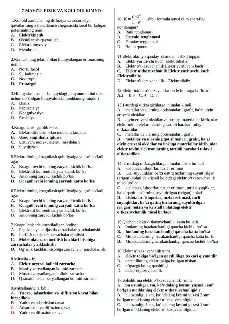 FIZ-XIMIYA 6-MAVZU test 3