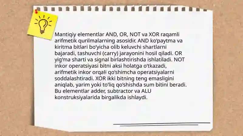Mantiqiy arifmetik qurilmalar 3