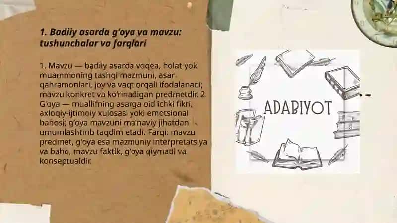 Badiiy asarda gʻoya va mavzu 3