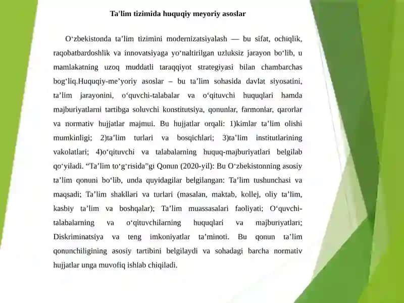 O'zbekiston Respublikasining Prezidenti Shavkat Mirziyoyevning asarlarida ta'lim-tarbiya masalalari 3