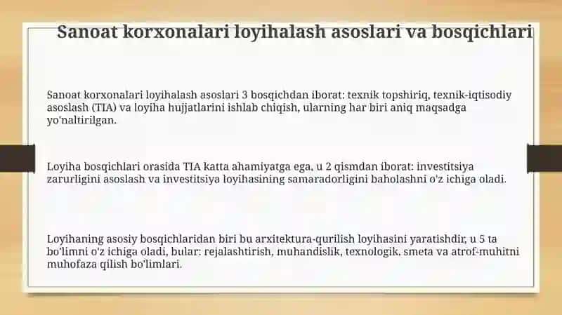 Sanoat korxonalari loyihalash asoslari 3