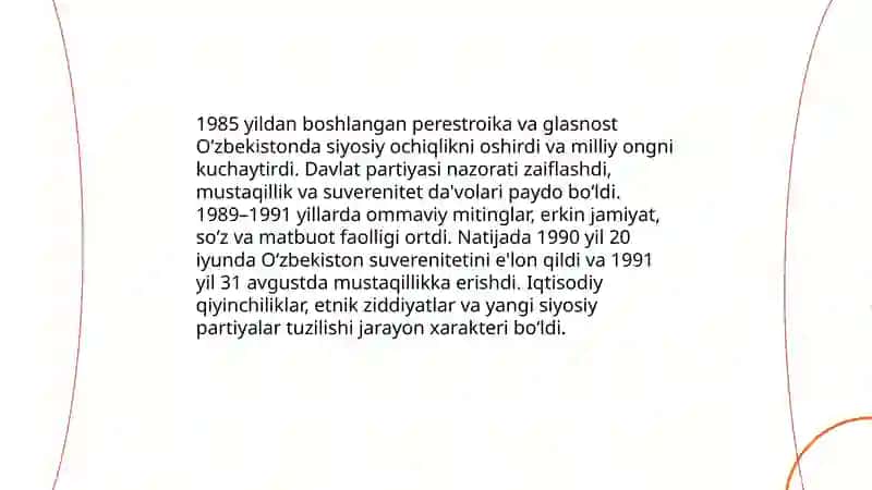 Perestroika va Glasnost O'zbekistonda 3