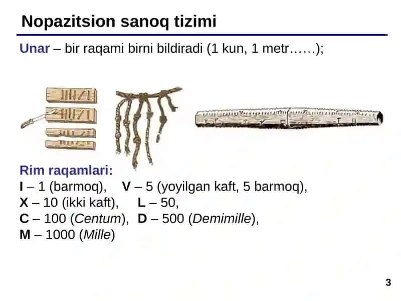 Sanoq sistemalari. Sanoq sistemalar ustida amallar. 3