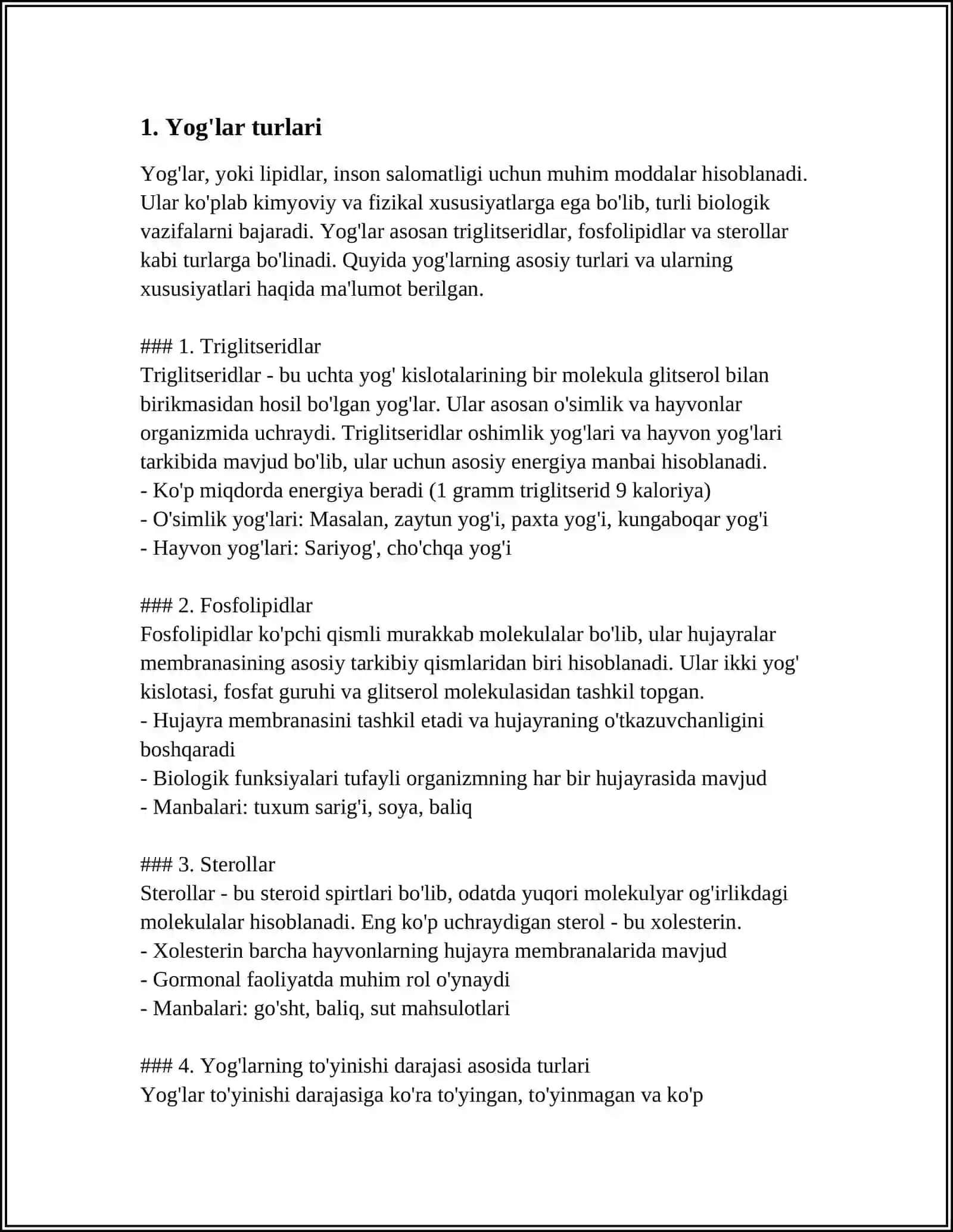 Yog'larning turli turlari 3