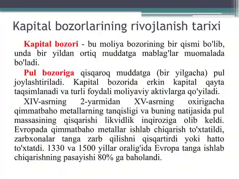 Kapital bozori tarixidan ba'zi saboqlar 3