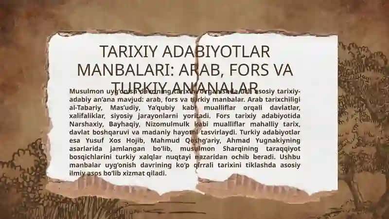 Musulmon uyg‘onish davri haqidagi tarixiy adabiyotlar 3