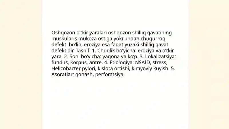 Oshqozon yaralari oʻtkir yaralari va eroziyasi 3