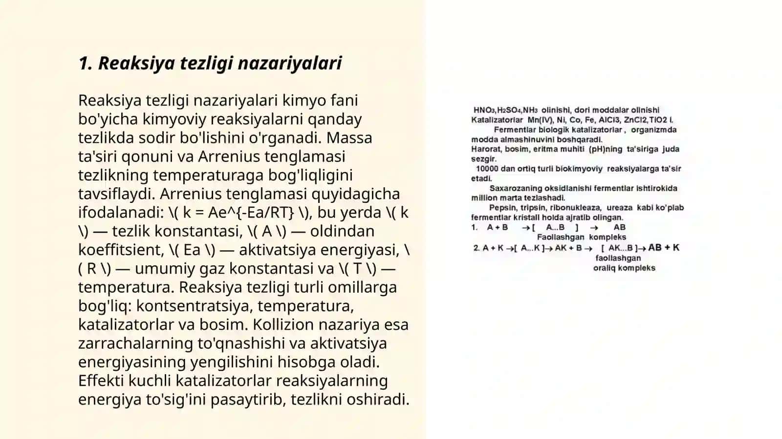 Reaksiyalarning borish imkoniyatlarini belgilovchi faktorlar 3