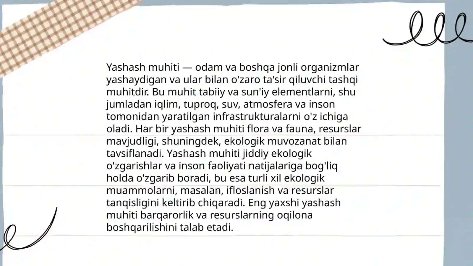 Yashash muhitiga moslanish 3