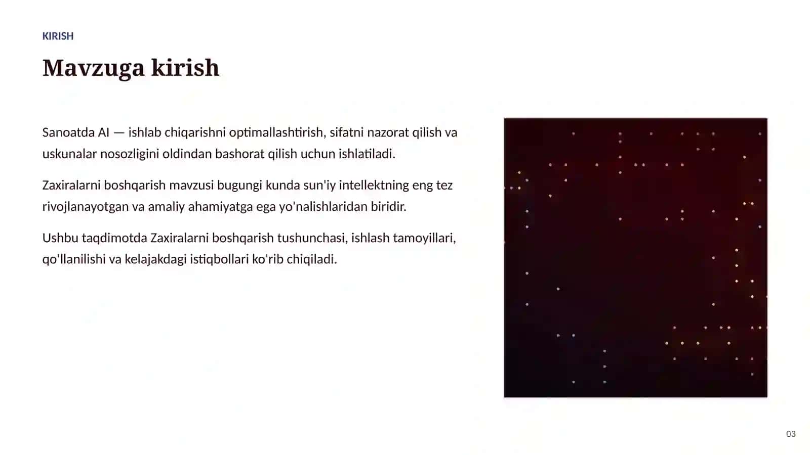 SUN'IY INTELLEKT • AI SANOAT VA ISHLAB CHIQARISHDA 3