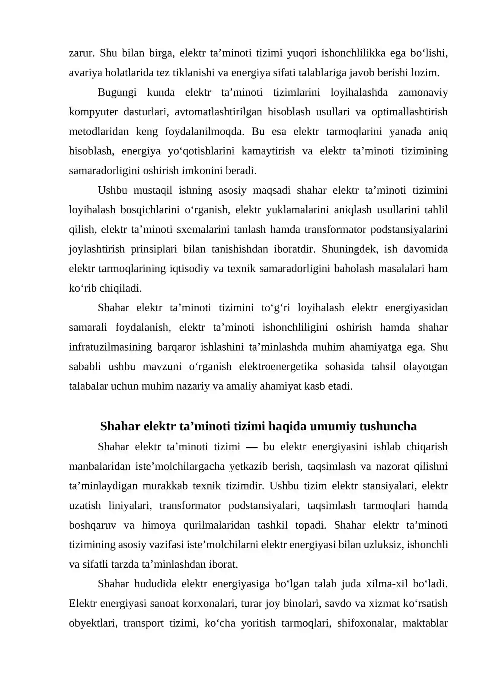Shahar elektr ta’minoti tizimini loyihalash bosqichlari 3