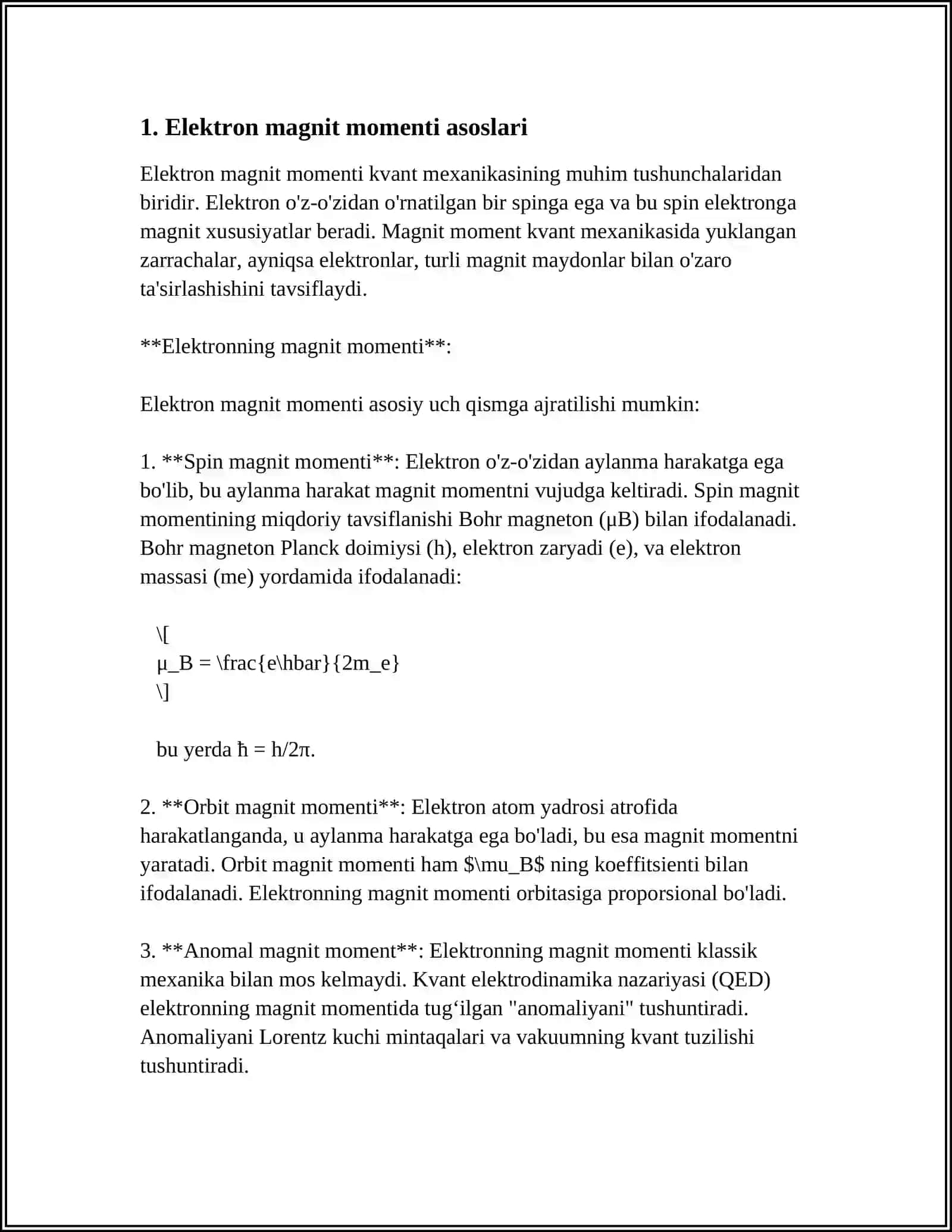 ELEKTRONNI MAGNIT MOMENTI 3