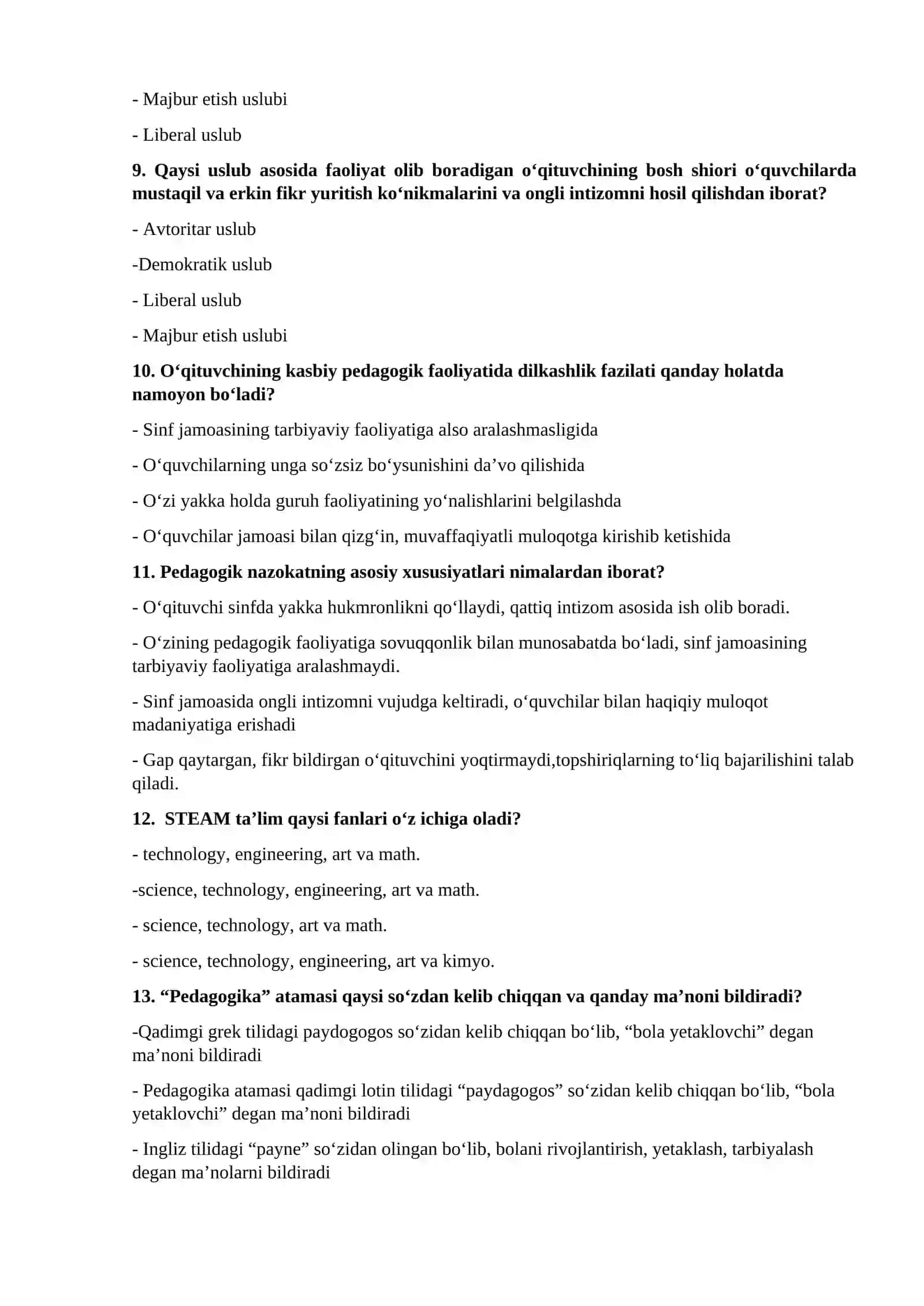 Pedagoglik kasbiga kirish test 3