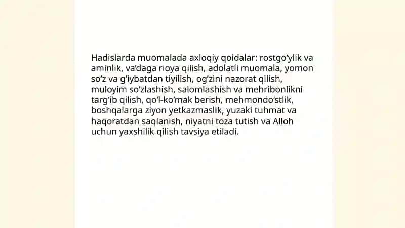 Hadisi sharifda muomala,chiroyli so‘z xususida 3