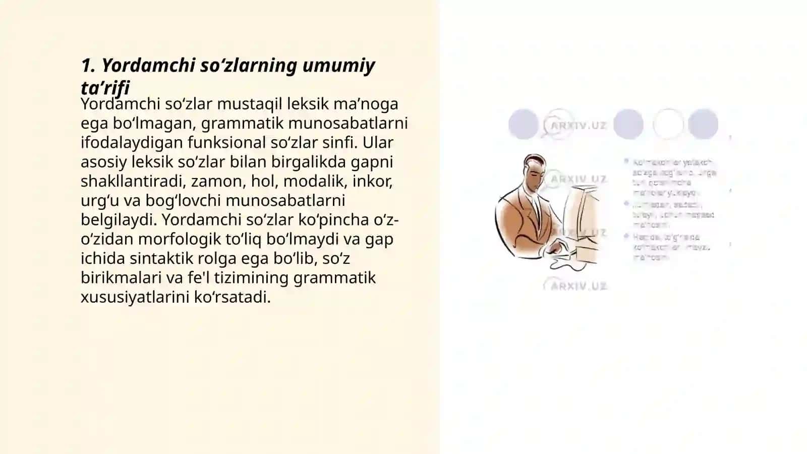 Yordamchi so'zlar ta'rifi va ularning turlari 3