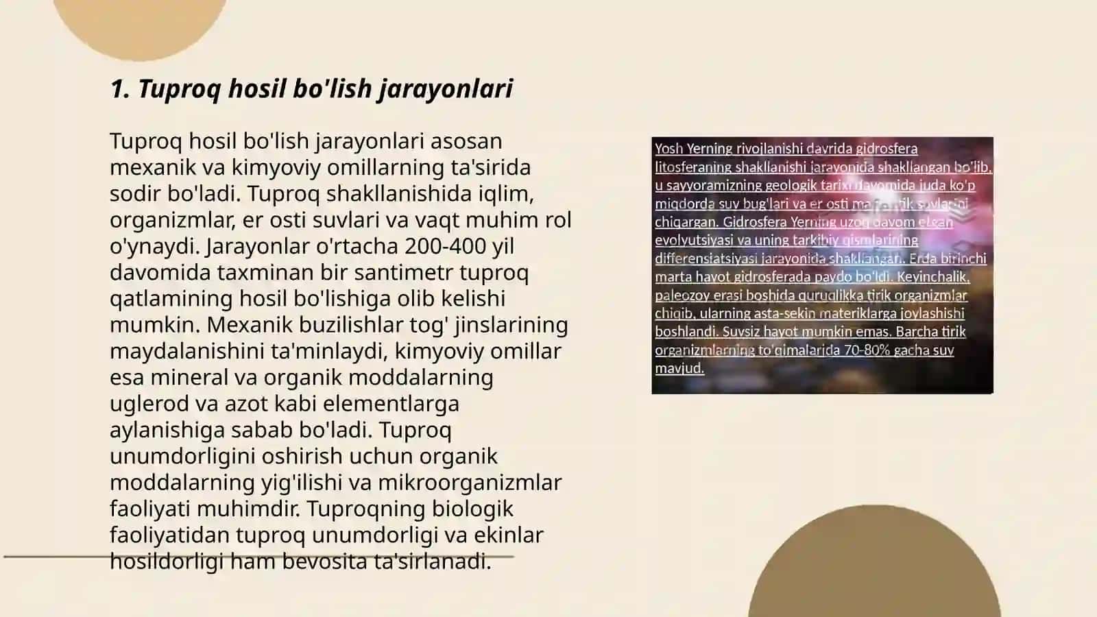 Peodosfera. Tuproq va uning kimyoviy tarkibi 3