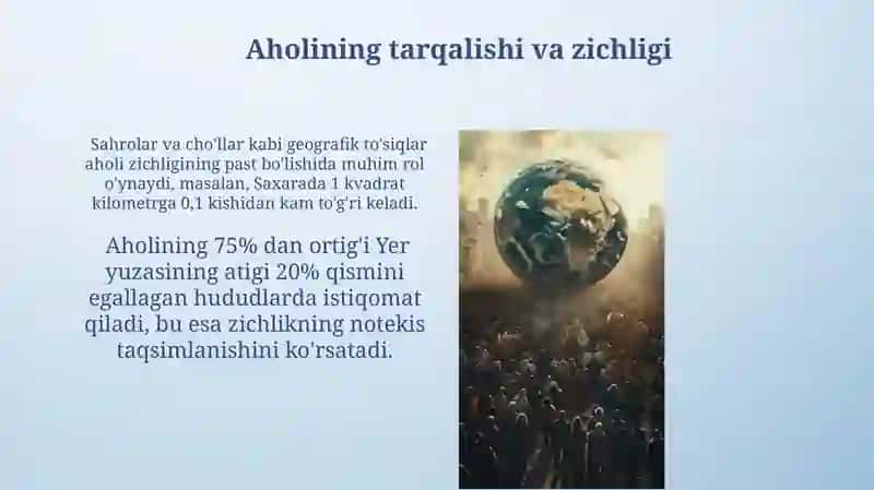 Dunyo aholisi geografiyasi va undagi oʻzgarishlar 3