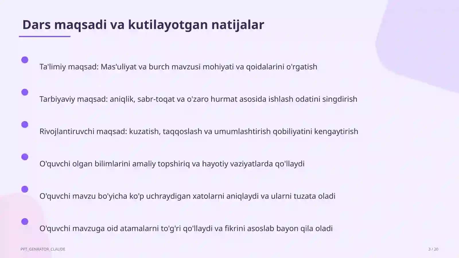 Mas'uliyat va burch (6-sinf) 3