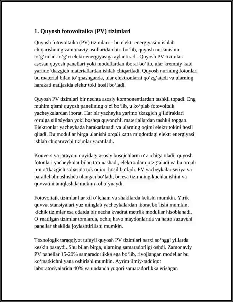 Quyosh fotovoltaika (PV) tizimlari 3
