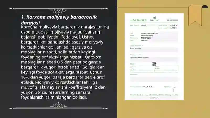 Korxona moliyaviy holatining tahlili usullari 3