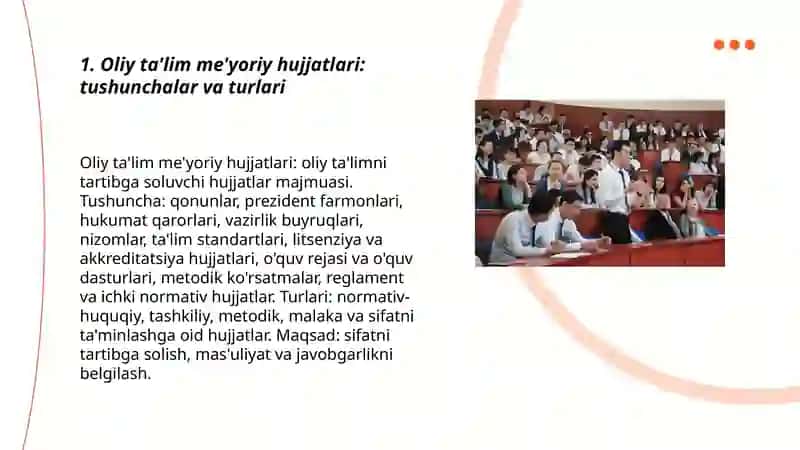 Oliy ta'lim me'yoriy hujjatlari 3