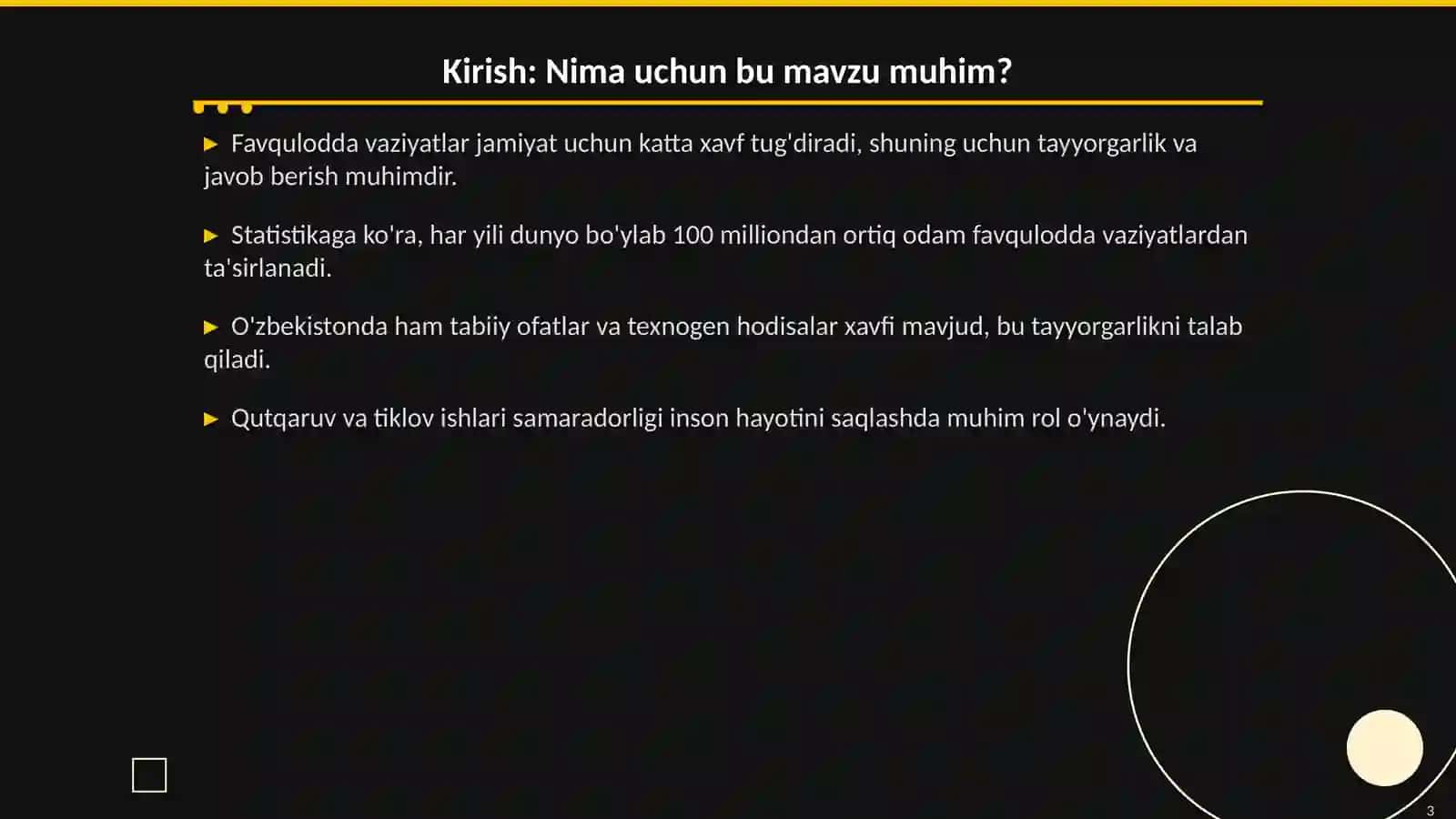Favqulodda vaziyatlarda qutqaruv va birinchi tiklov ishlarini tashkil etish 3