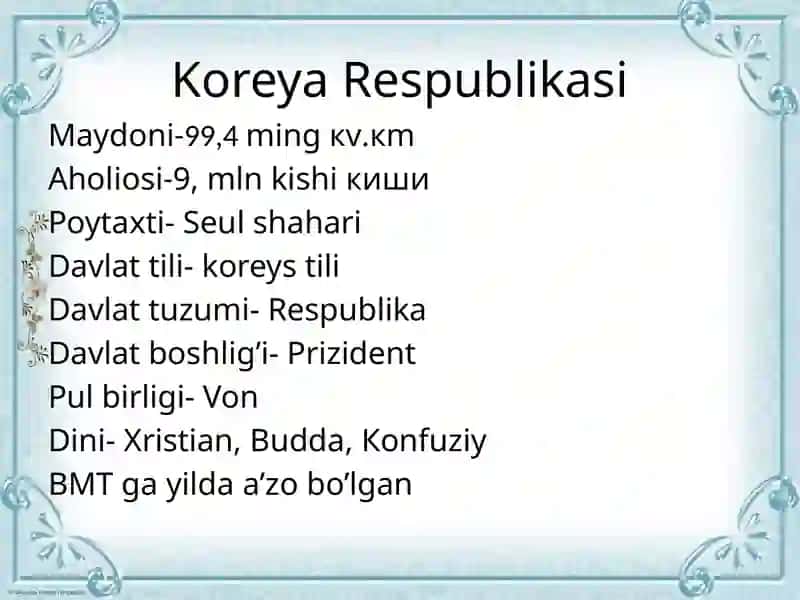 Koreya Respublikasi haqida 3