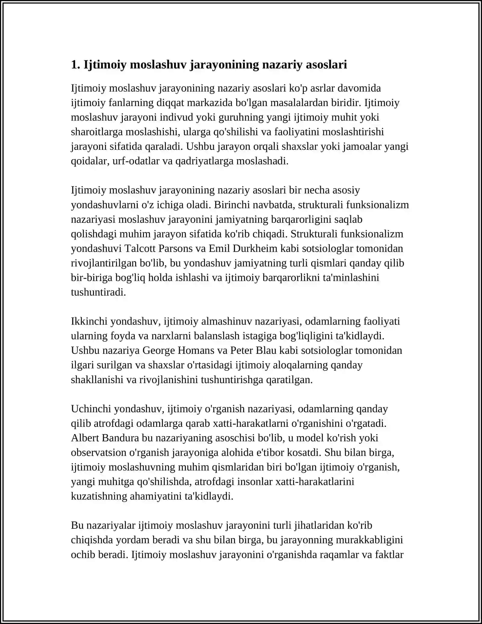 MAVZU. IJTIMOIY MOSLASHUV JARAYONIDA MUHITNING O'RNI 3