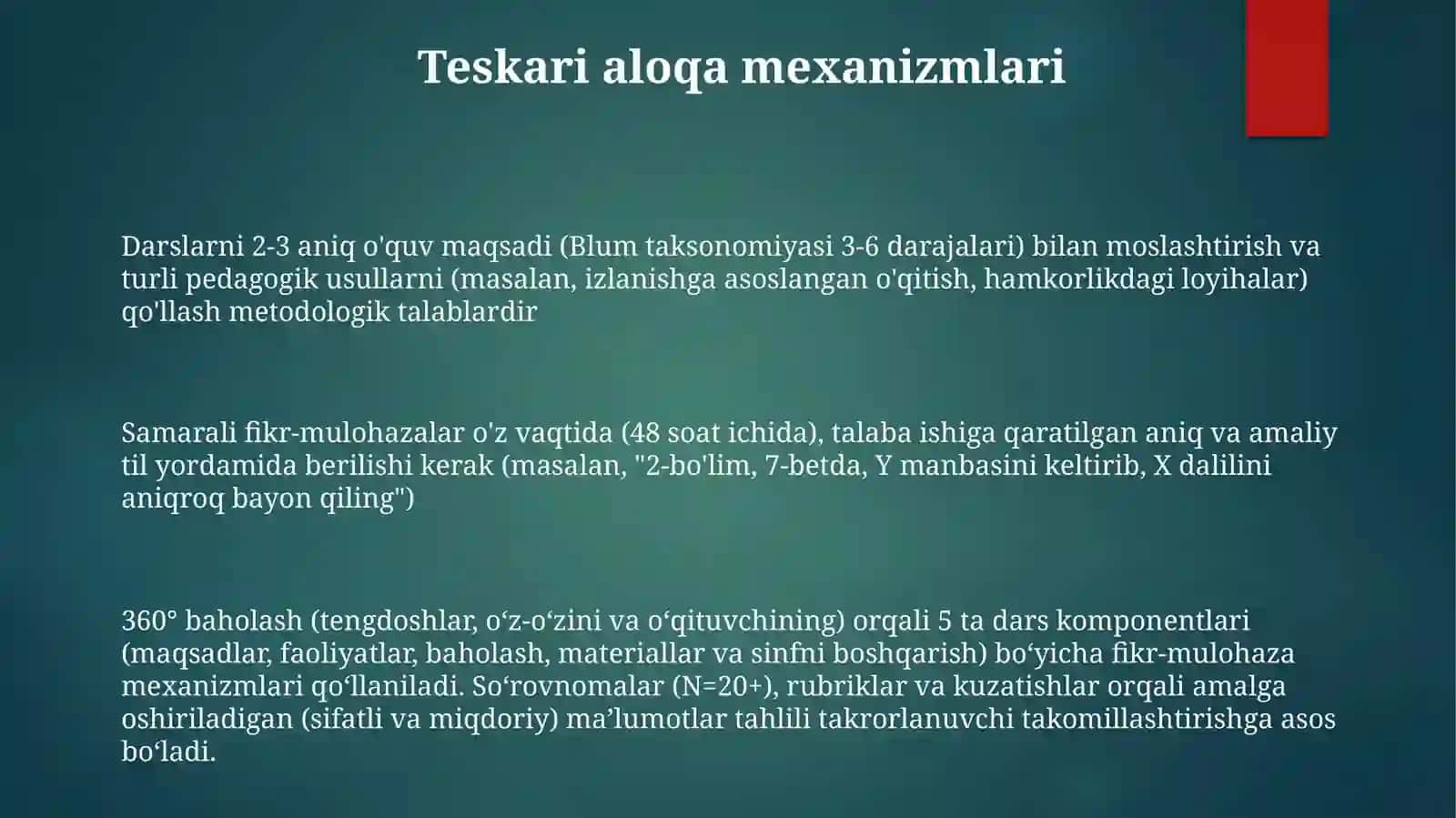 Darslarga qoʻyiladigan metodik talablar 3