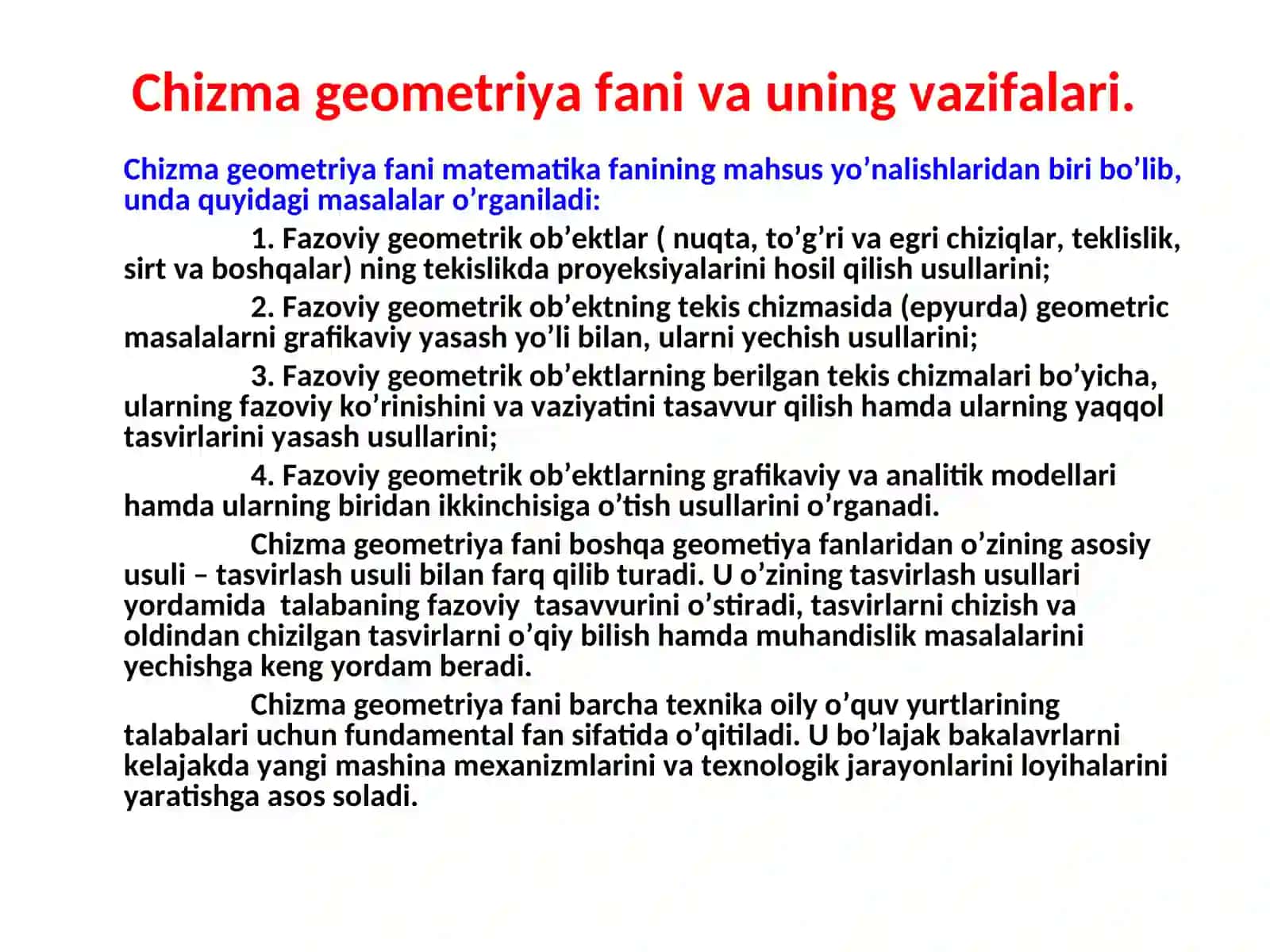 Kirish.Cizma geometriya fani 3