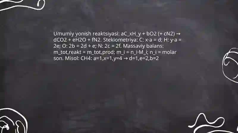 Yonish jarayonining moddiy va issiqlik balansi 3