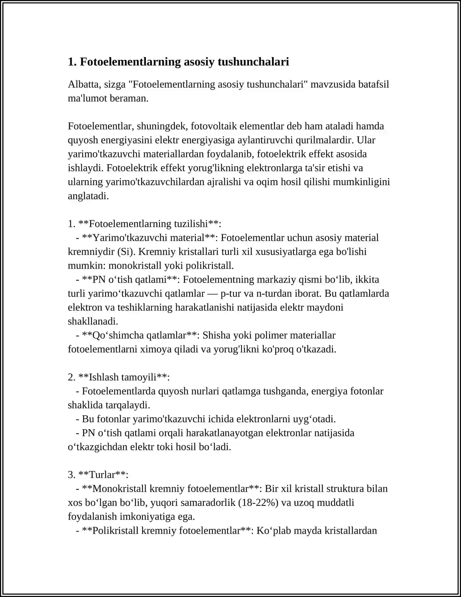 FOTOELEMENTLAR VA ULARNING QOʻLLANILISHI 3