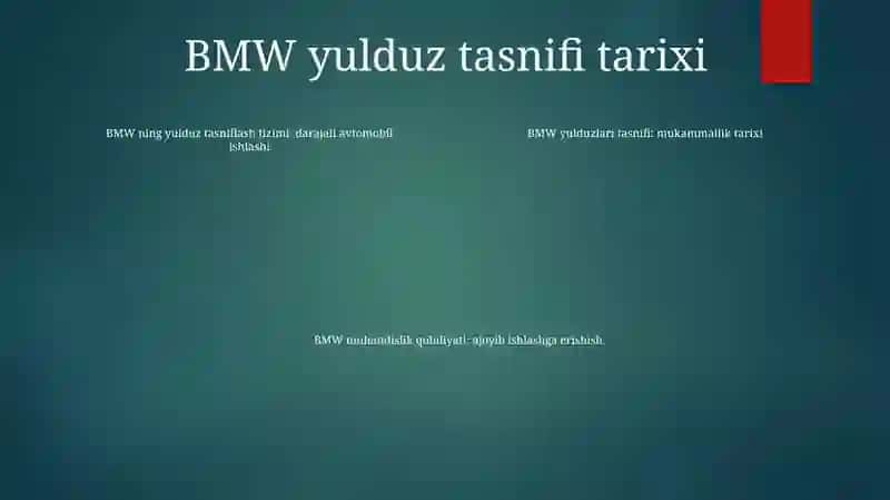 Muqaddima BMW avtomobillarining yulduz kulti 3