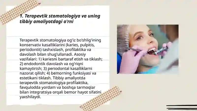 Stomatologiyaning asosiy yo'nalishlari va ularning tibbiy amaliyotdagi ormi - Akramjonov Xayrullo 3