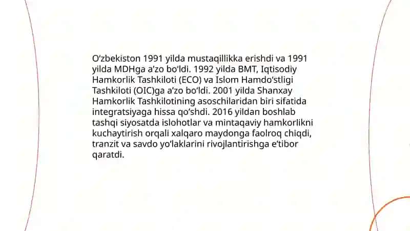 Oʻzbekiston va jahon hamjamiyatiga qo'shilish 3