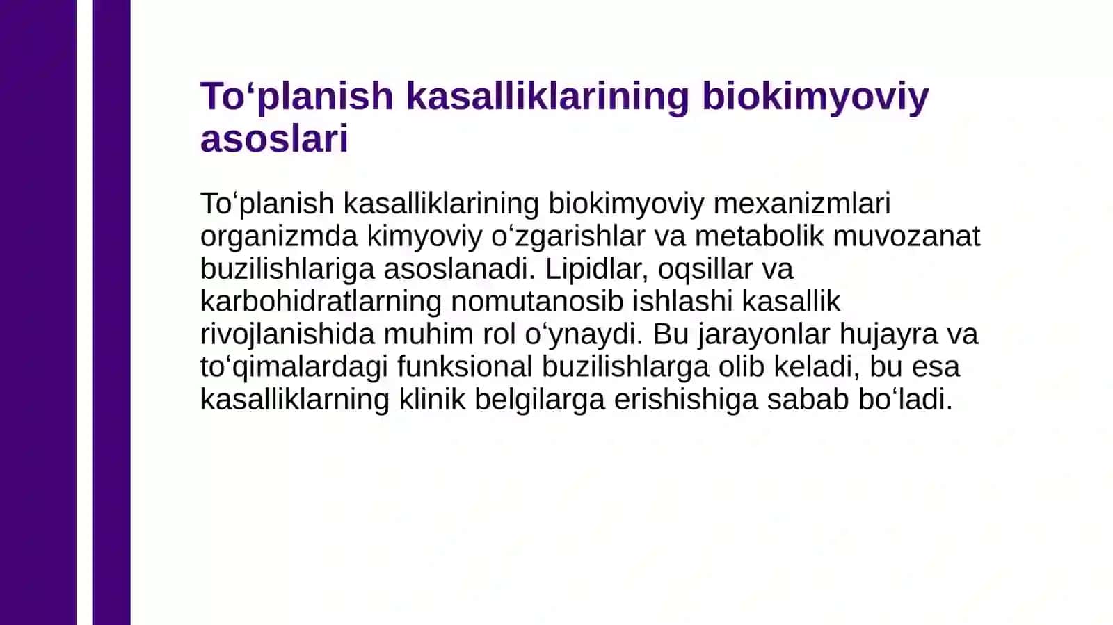 Toʻplanish kasalliklarini biokimyoviy mexanizmlari 3